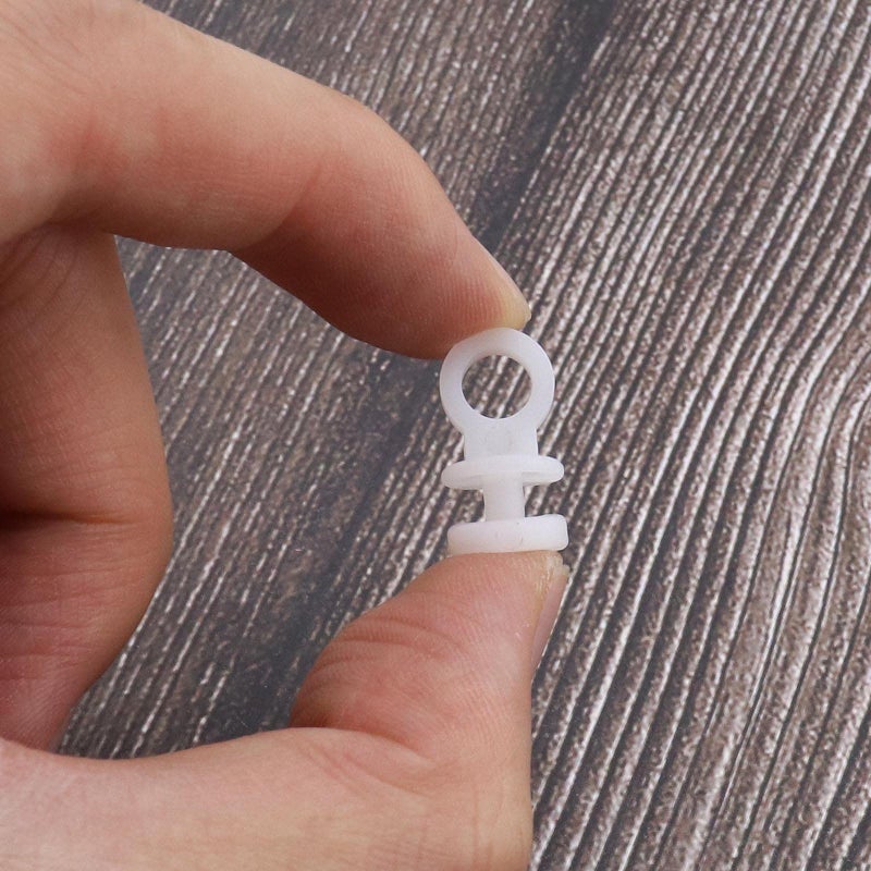 Micro Trader 50Pcs Curtain Track Rail Gliders Runner Wheel Rollers Hooks Fit for 9mm Wide Curtain Track Rail 9mm Bottom Diameter White Plastic - Image 5